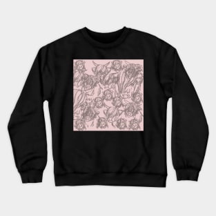 Doodled Highland Cows Pattern Pink Crewneck Sweatshirt